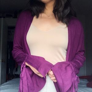 Halogen Plum Bellsleeve cardigan